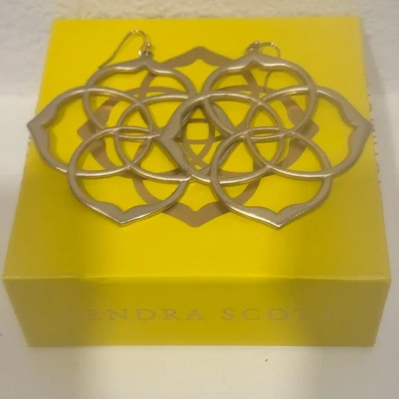 Kendra Scott Rajan Silver Drop Earrings | Retired HTF Designer Statement - Picture 5 of 5